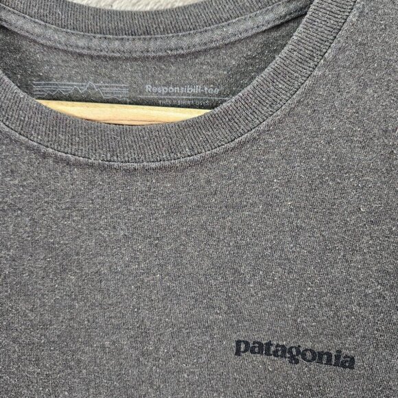 Patagonia Responsibili-Tee Sweatshirt Mens Size S Gray Logo T-Shirt Long Sleeve - Picture 7 of 10